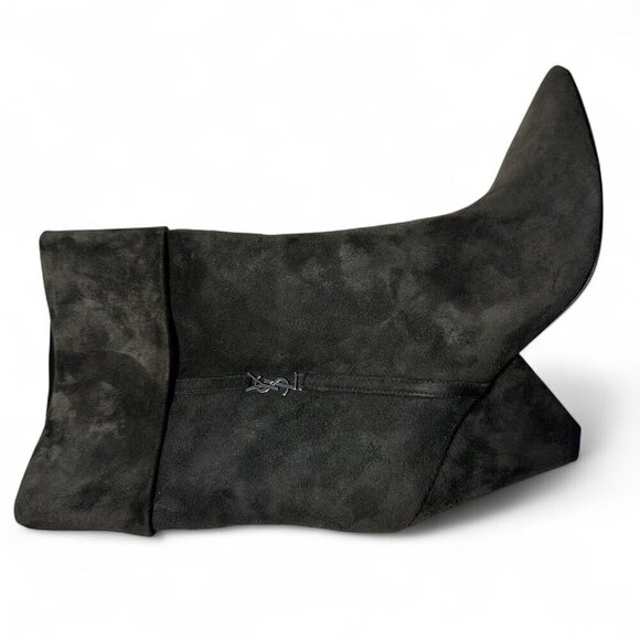 Saint Laurent Women's Liz 85 Luxor Suede Booties Sabble Brown EU 37.5 NIB - Picture 9 of 16